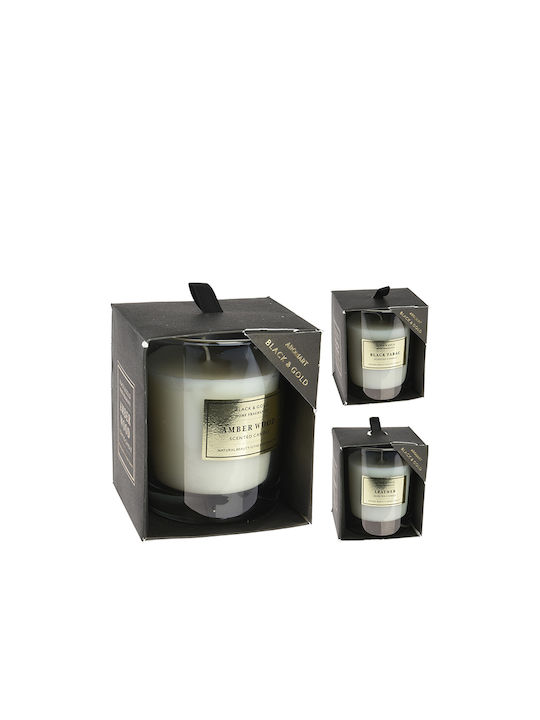 Zaros Christmas Glass Black Candle 10.5x9cm