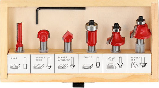 Yato Cutter Set Carbide for Wood \ Building Materials \ Plastic 8mm with Bearing 6pcs