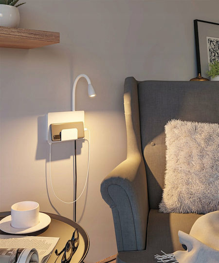 Leuchte Wand Steckdose mit Integrierter LED und Warmweißes Licht
