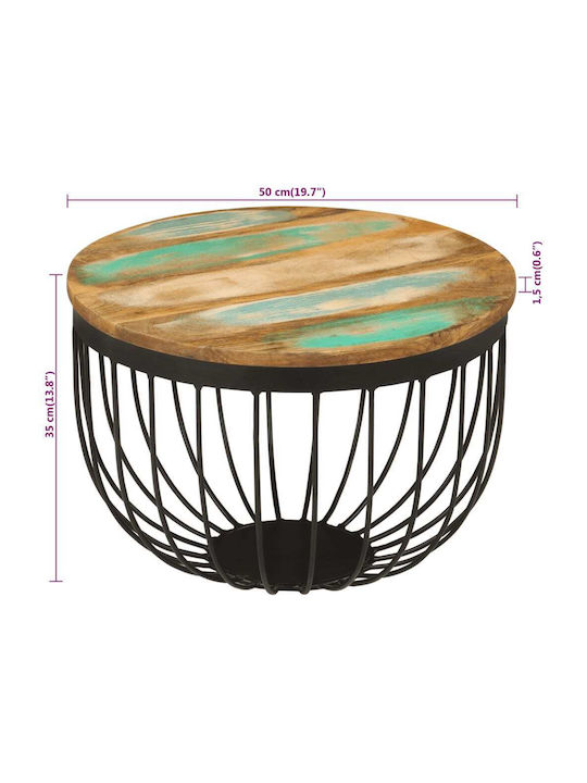 Round Side Table Made of Solid Wood Multicolour 50x50x35 cm