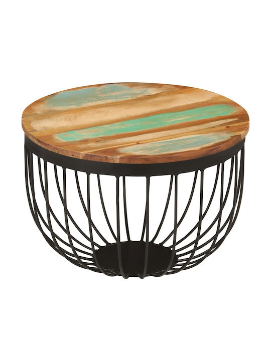 Round Side Table Made of Solid Wood Multicolour 50x50x35 cm