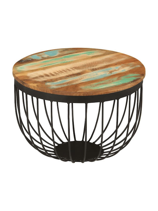 Round Side Table Made of Solid Wood Multicolour 50x50x35 cm