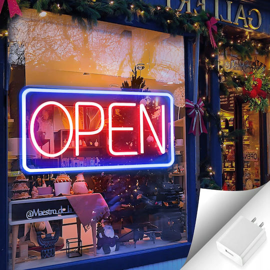 Neon Open Sign Café Bar Shop Usb Switch + Hangers