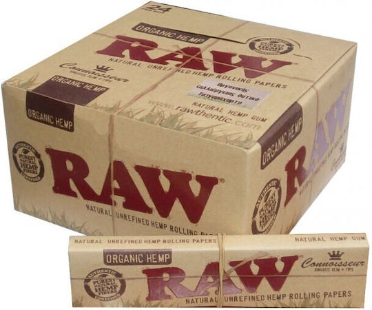 Raw Organic Hemp Листчета за свиване на цигари Slim King Size с Тръбички 32 листове 24бр