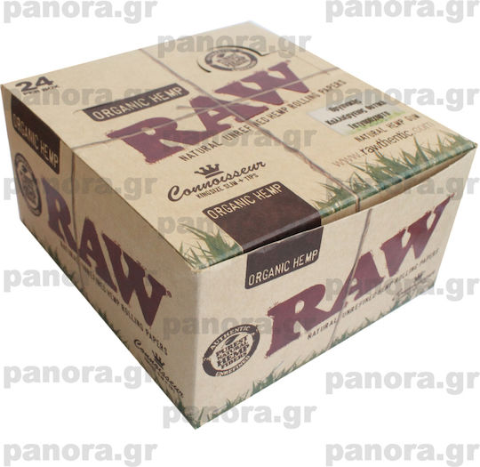 Raw Organic Hemp Χαρτάκια Στριφτού Τσιγάρου Slim King Size με Τζιβάνες 32 φύλλα 1τμχ