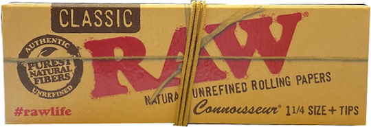 Raw Classic Unrefined Cigarette Rolling Papers 1+1/4 with Cone Tips 50 sheets 1pcs
