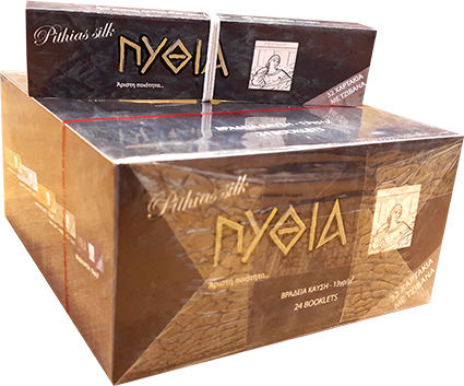 Pythia Pithias Silk Черни Slim Листчета за свиване на цигари Slim King Size с Тръбички 32 листове 24бр