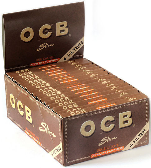 Ocb Virgin King Size Slim Χαρτάκια Στριφτού Τσιγάρου King Size Slim με Τζιβάνες 32 φύλλα 32τμχ