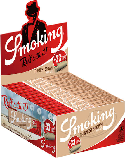 Smoking Brown Zigarettenpapier King-Size Slim mit Kegelspitzen 33 Blätter 1Stück