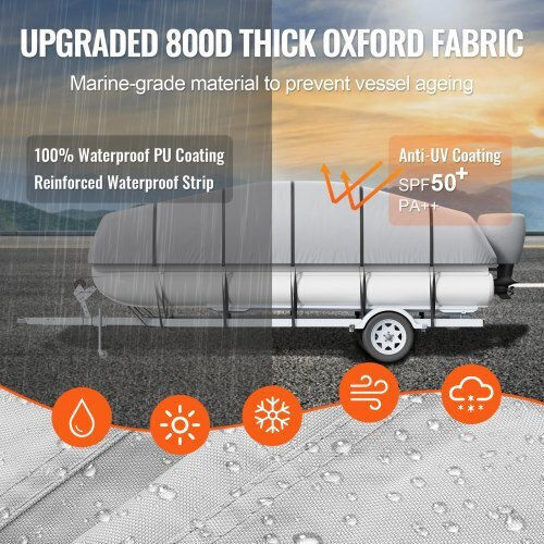 Vevor Pontoon Cover 23'-24' Waterproof Grey Fqczx800d2328o284v0