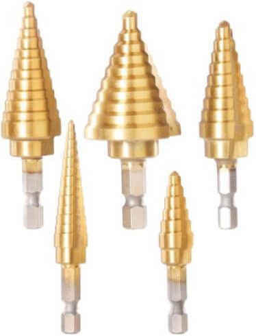 Total Set of 5 Conical Drills HSS for Metal