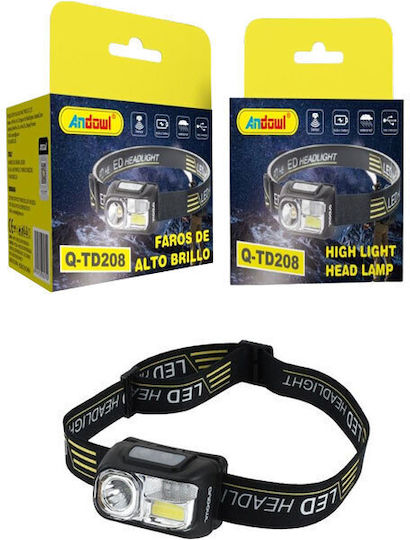 Andowl Επαναφορτιζόμενος Φακός Κεφαλής LED με Μέγιστη Φωτεινότητα 400lm