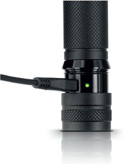 AlpinPro Rechargeable Flashlight LED IPX6 with Maximum Brightness 1000lm Black