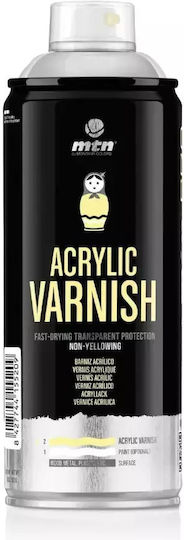 Montana Colors Spray Polish Acrylic Varnish with Shiny Effect Transparent Glossy 400ml Glossy