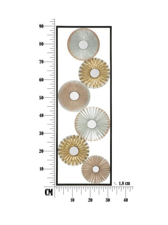 Mauro F Multicolour Wall Decor Made of Metallic 31x1.8x90cm