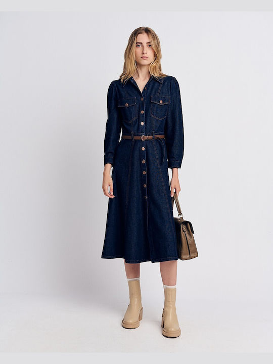 Forel Midi Shirt Dress Dress Denim Blue