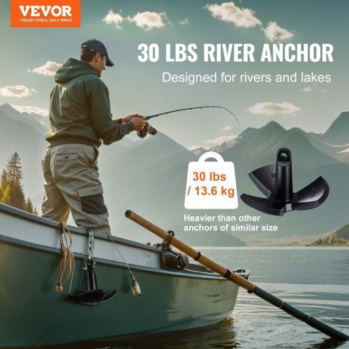 Vevor River Anchor 30 Lbs Black Coating Boat Up to 30 Ft Hmdpzt30b000v24zdv0