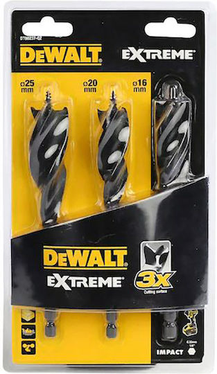 DEWALT Set of 3 Conical Diamond Drills with Hexagonal Shank for Wood 16-25mm