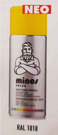 Minos Spray Spray Paint Acrylic Yellow Zinc Yellow RAL 1018 400ml