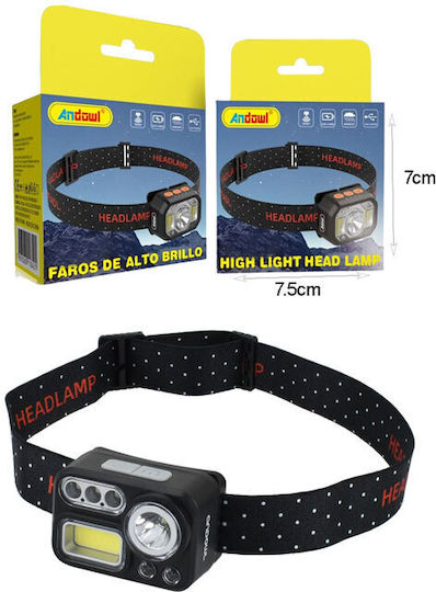 Andowl Rechargeable Headlamp LED with Maximum Brightness 750lm Black