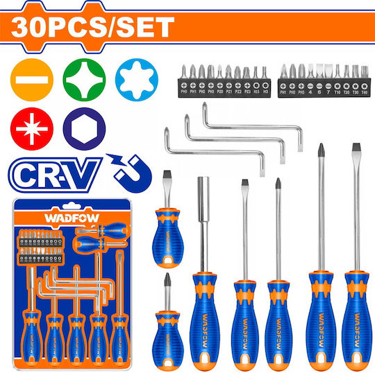 Wadfow Set 30 Magnetic Screwdrivers with 30 Interchangeable Tips