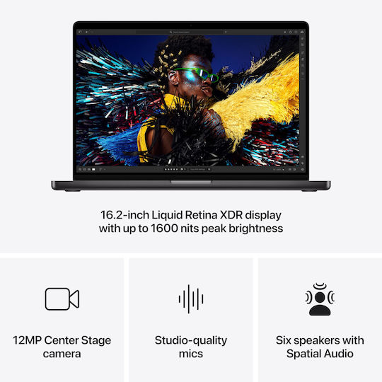 Apple MacBook Pro (2024) 16.2" Retina Display 120Hz (M4 Max-14-Core/36GB/1TB SSD/32-Core GPU) με Φορτιστή 140W Space Black (International English Keyboard)