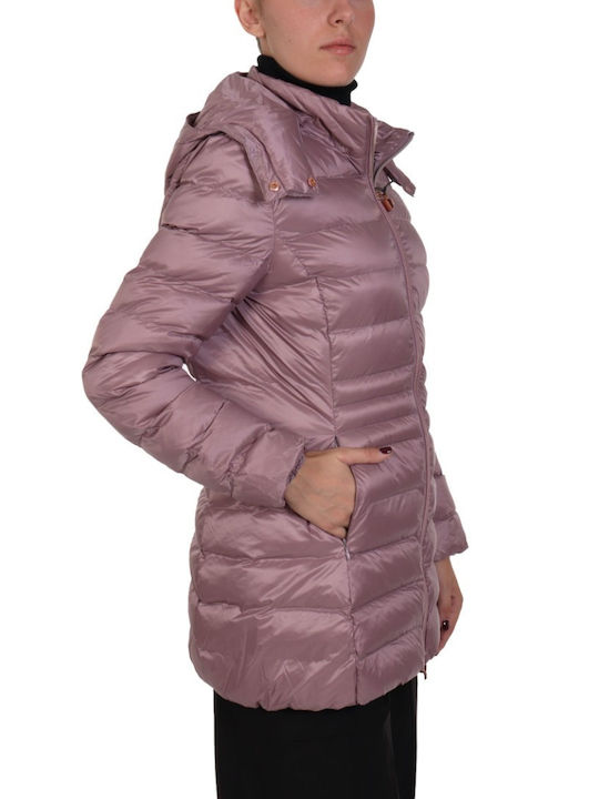 Women's Puffer Jacket for Winter with Hood Rotten Purple