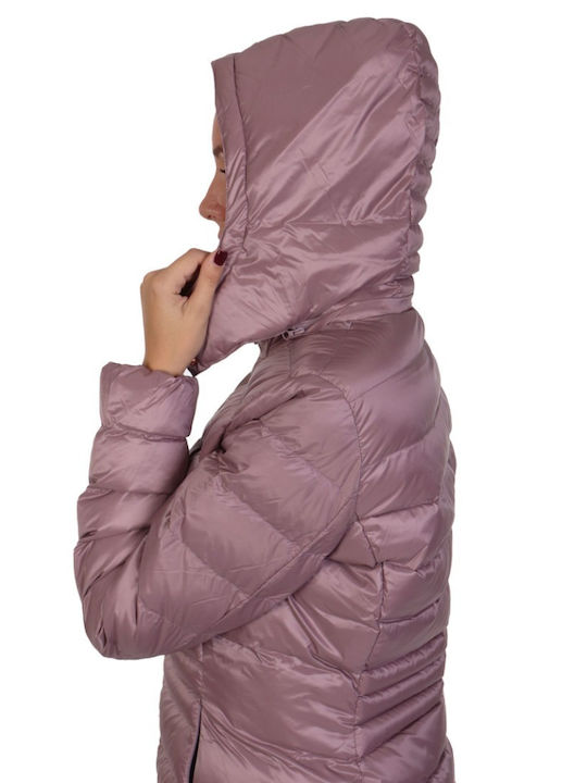 Women's Puffer Jacket for Winter with Hood Rotten Purple