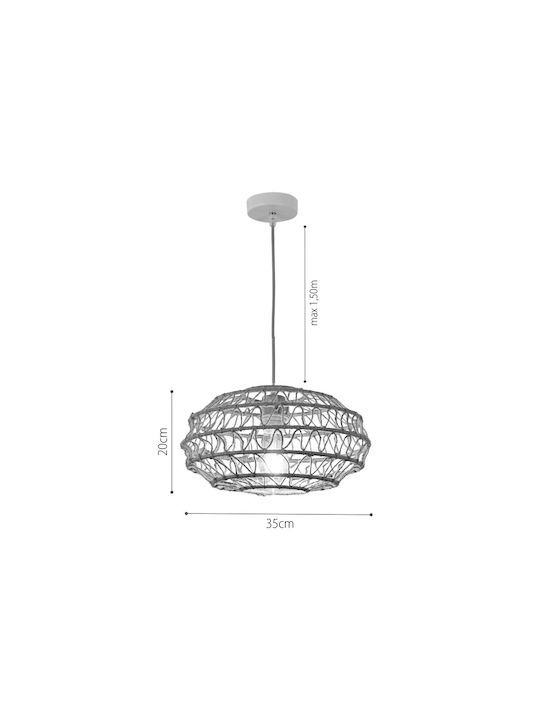 Inlight Pendant Light White with Rope for Socket E27 35x35cm