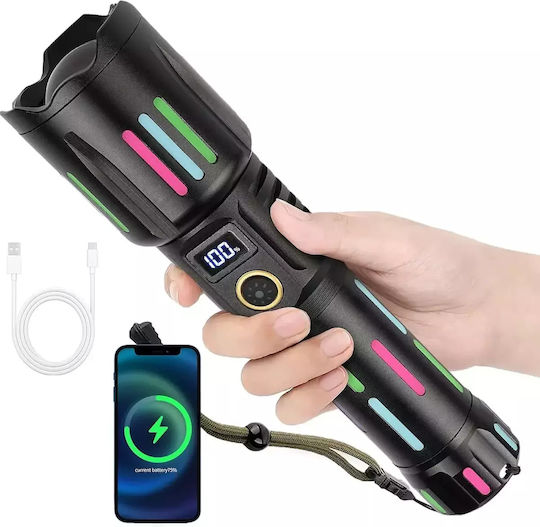 Andowl Rechargeable Flashlight LED IPX6 with Maximum Brightness 1000lm Black