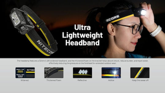 NiteCore Επαναφορτιζόμενος Φακός Κεφαλής LED IP68 με Μέγιστη Φωτεινότητα 1700lm
