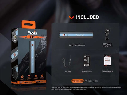 Fenix Επαναφορτιζόμενος Φακός LED IP68 με Μέγιστη Φωτεινότητα 1600lm ECPBLCK