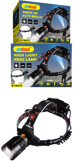 Andowl Rechargeable LED Head Flash Light with Maximum Brightness 400lm