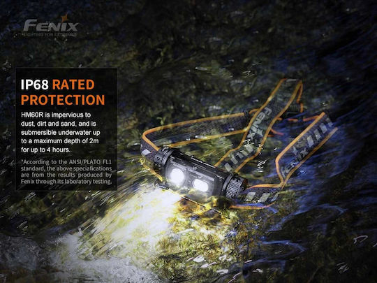 Fenix Επαναφορτιζόμενος Φακός Κεφαλής LED IP68 με Μέγιστη Φωτεινότητα 1200lm 2xCR123A