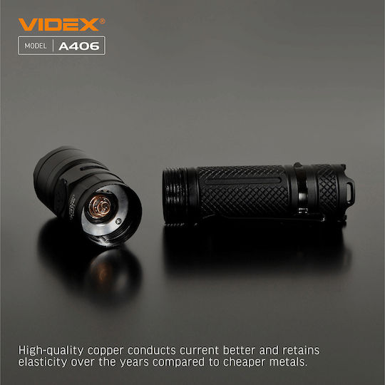 Videx Επαναφορτιζόμενος Φακός LED IP68 με Μέγιστη Φωτεινότητα 4000lm
