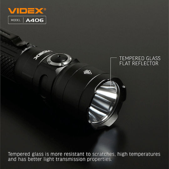 Videx Επαναφορτιζόμενος Φακός LED IP68 με Μέγιστη Φωτεινότητα 4000lm