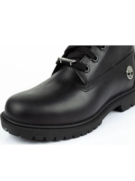 Leather Women's Ankle Boots with Medium Heel Black
