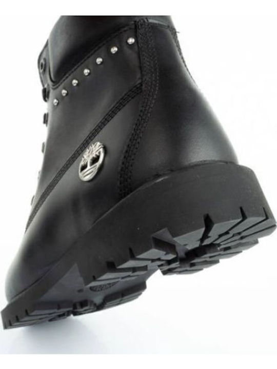 Leather Women's Ankle Boots with Medium Heel Black