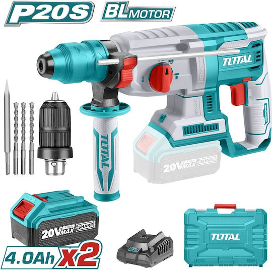 Total Κρουστικό Σκαπτικό Πιστολέτο Μπαταρίας 20V 2x4Ah με Υποδοχή SDS Plus