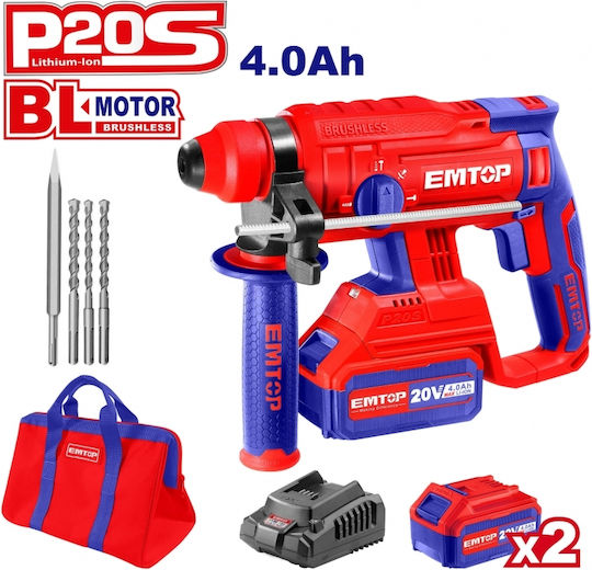Emtop Σκαπτικό Πιστολέτο Μπαταρίας 20V 2x4Ah με Υποδοχή SDS Plus ELRH2022012