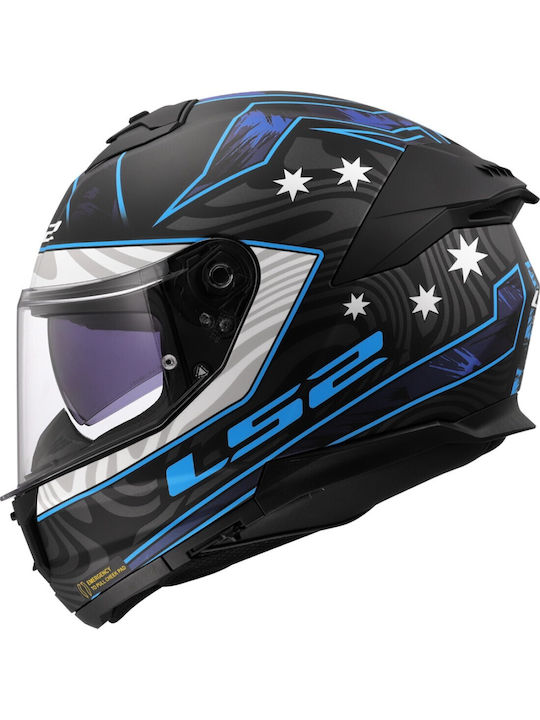 LS2 Stream 2 Galdam Mat Black/Blue Motorcycle Helmet Full Face ECE 22.06 1550gr with Sunvisor