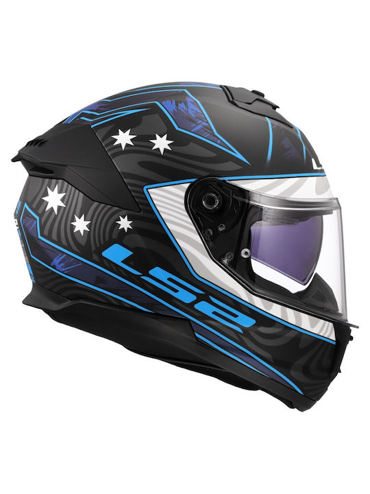 LS2 Stream II Galdam Mat Black/Blue Κράνος Μηχανής Full Face ECE 22.06 1550gr με Sunvisor