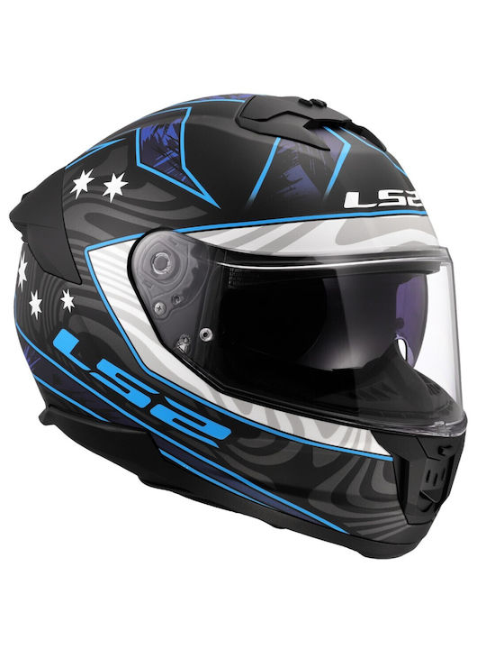 LS2 Stream II Galdam Mat Black/Blue Κράνος Μηχανής Full Face ECE 22.06 1550gr με Sunvisor