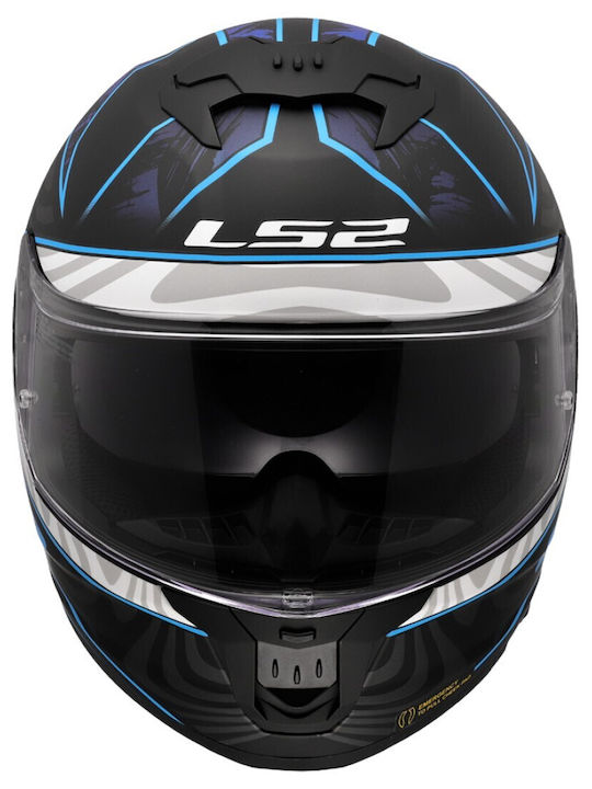 LS2 Stream II Galdam Mat Black/Blue Κράνος Μηχανής Full Face ECE 22.06 1550gr με Sunvisor