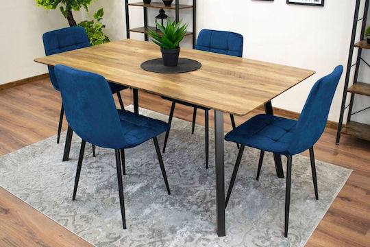 Καρέκλες Τραπεζαρίας Βελούδινες Navy Blue 3τμχ 69x62x48εκ.