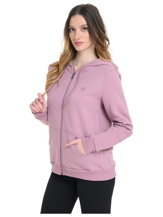 Women's Sweatshirt Jacket Hooded Pink