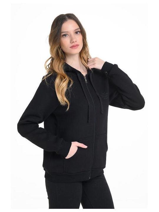 Women's Sweatshirt Jacket Hooded Black