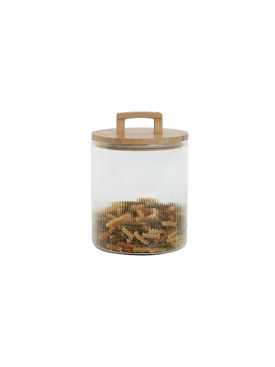 Home Esprit Vase General Use with Lid Wooden Transparent 16x16x23cm