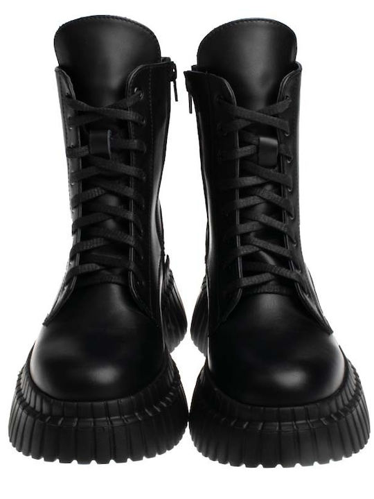 Leder Stiefeletten Damen Schwarz