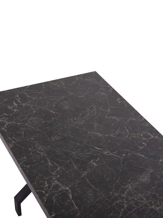 Lana Table Kitchen Wooden with Metal Frame Black Marble-black 140x70x72cm
